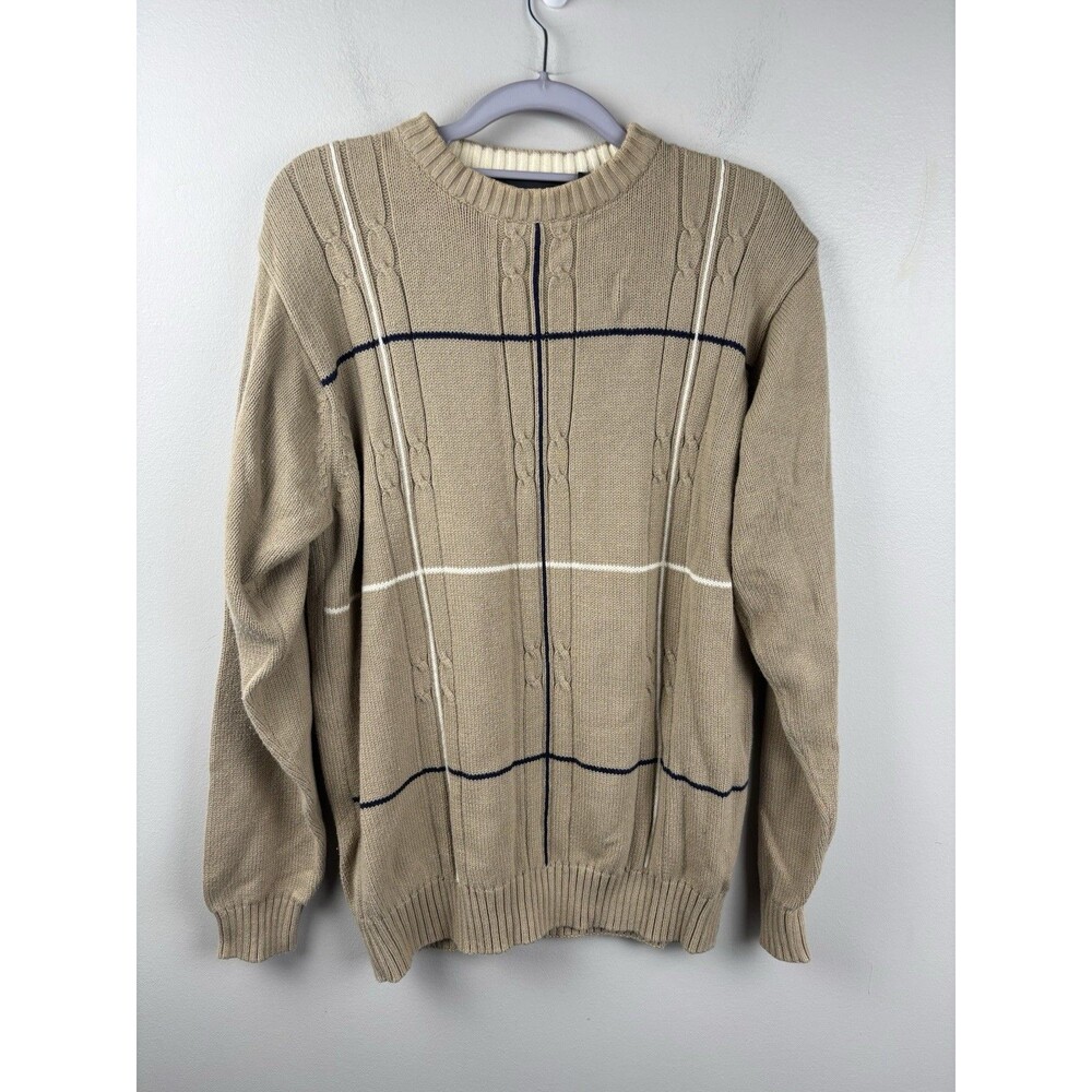 Oscar de la Renta Marled Knit Crewneck Sweater 100% Cotton - Men's Size Large